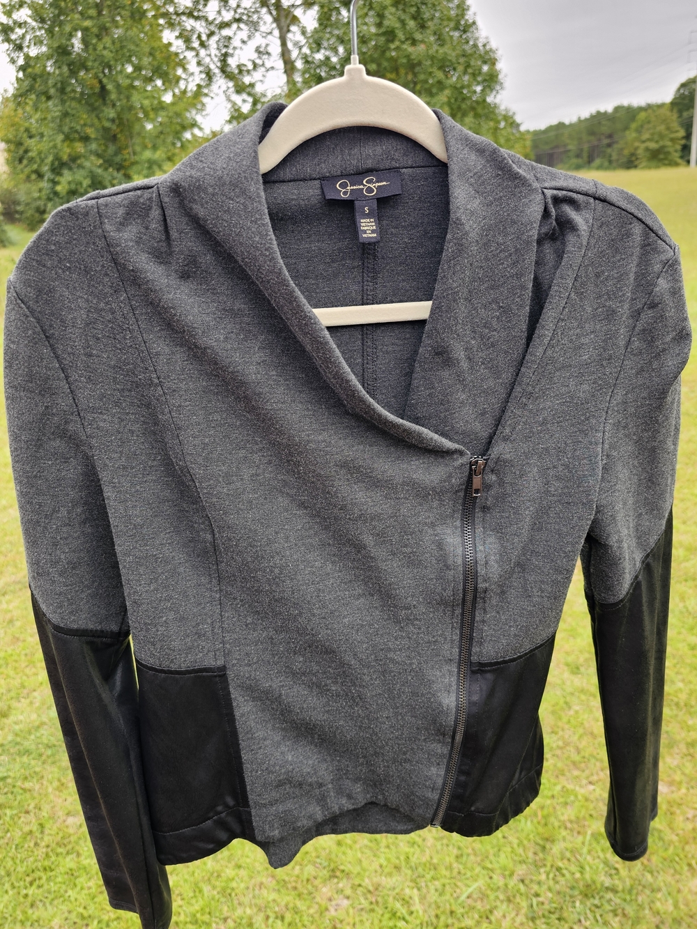 Jessica Simpson "Fiona" Mixed Media Moto Jacket - Size S